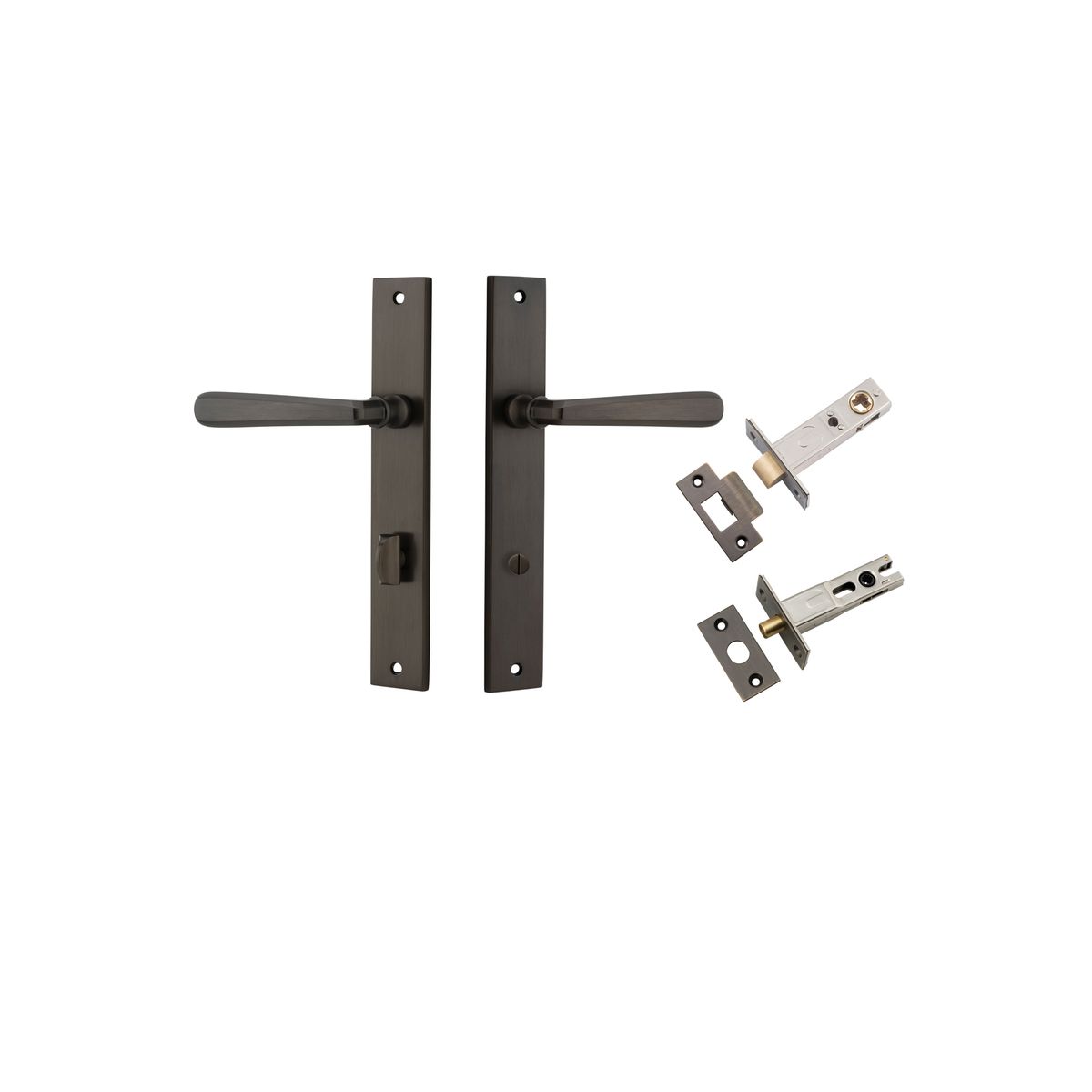 10872KPRIV60 - Copenhagen Lever - Rectangular Backplate Privacy Kit with Privacy Turn - Signature Brass - Privacy