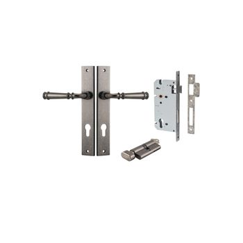 Verona Lever - Rectangular Backplate Entrance Kit with High Security Lock