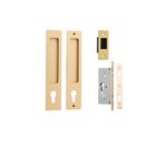 21416E - Rectangular Sliding Door Pull Entrance Kit with High Security Lock - Brushed Brass - Entrance