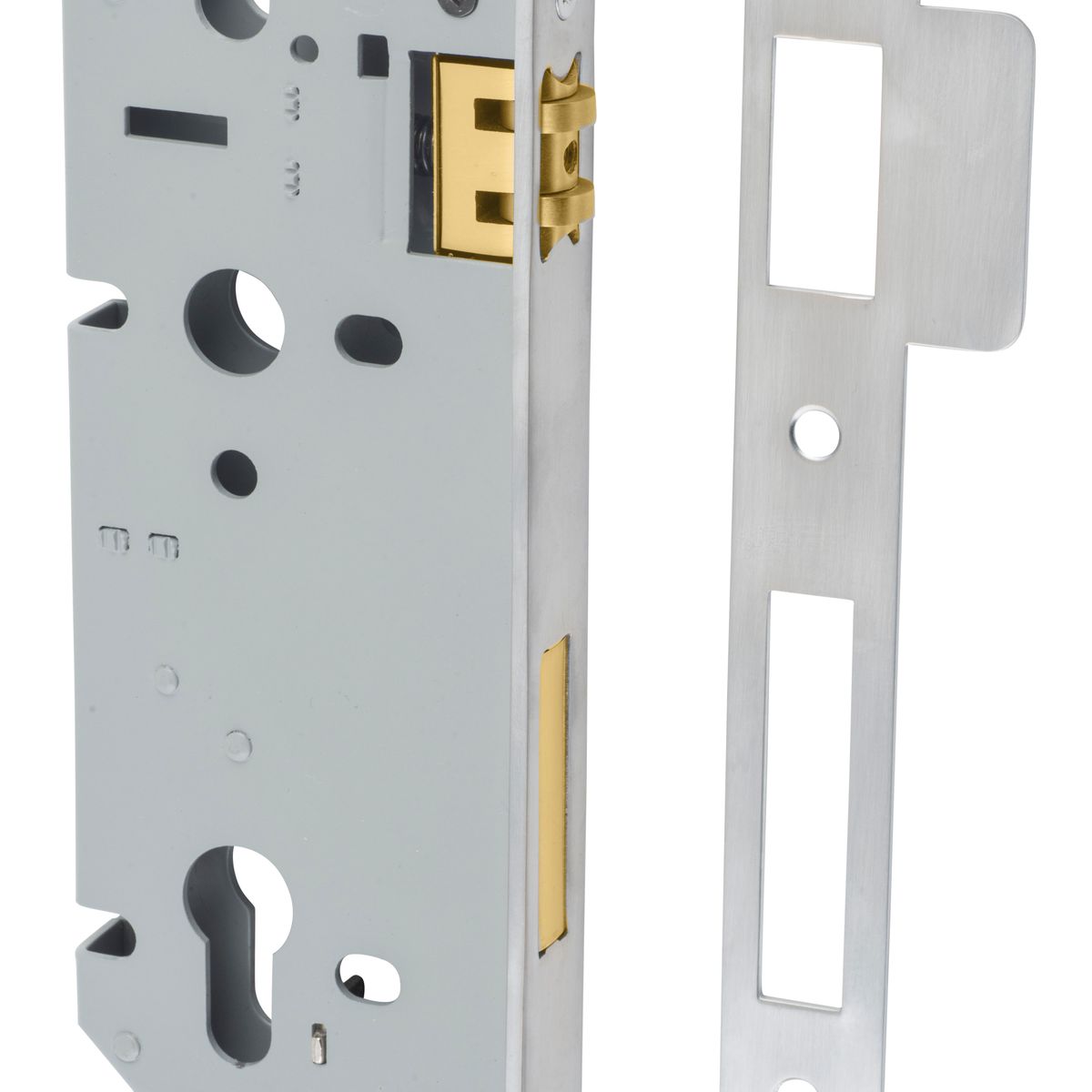 6062 - 85mm Euro Roller Mortice Lock - 45mm Backset - Brushed Chrome