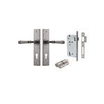 13786KENTR60KK - Verona Lever - Chamfered Backplate Entrance Kit with High Security Lock - Distressed Nickel - Entrance