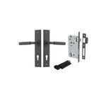 12794KENTR60KT - Berlin Lever - Chamfered Backplate Entrance Kit with High Security Lock - Matt Black - Entrance