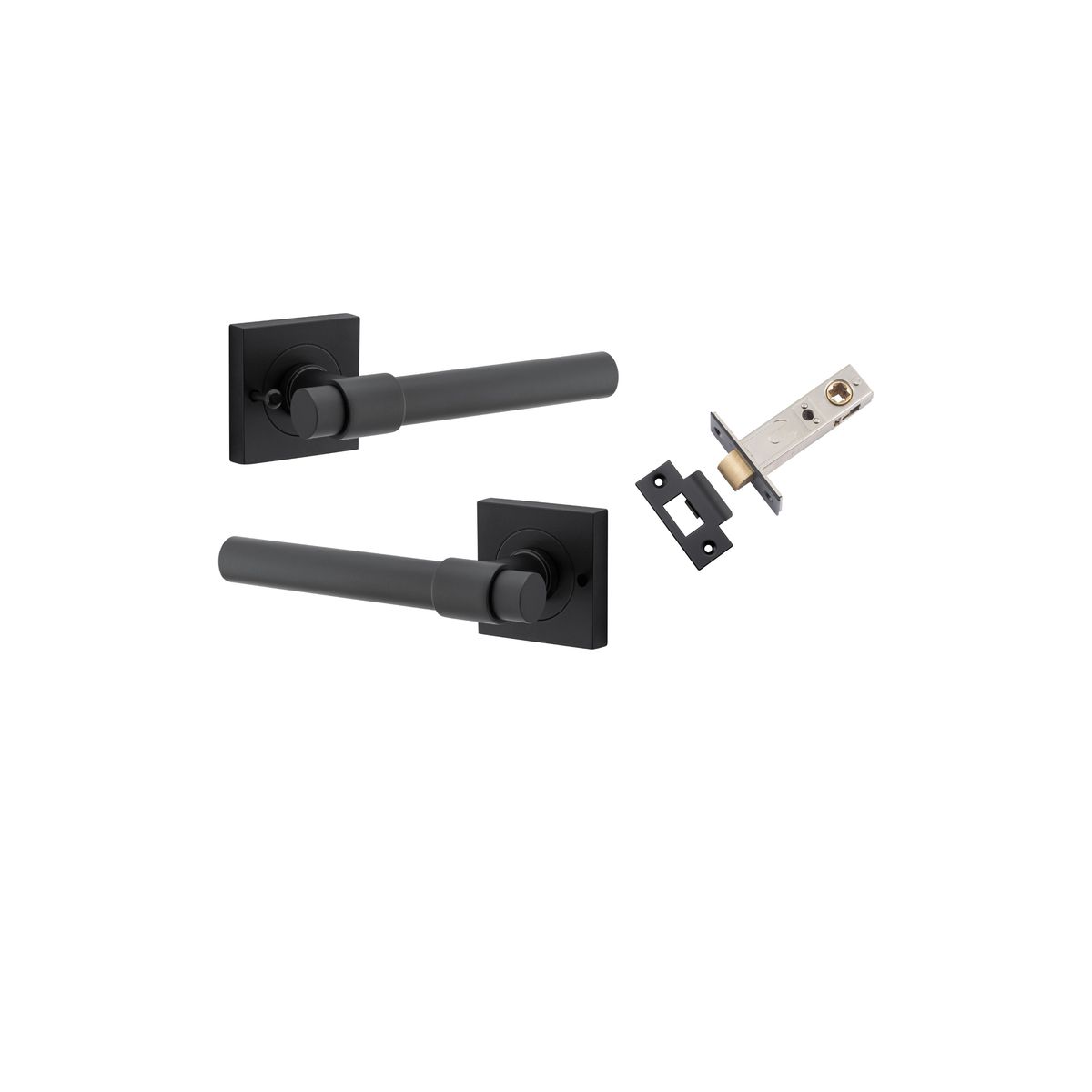 21203KIBPRIV60 - Helsinki Lever - Square Rose (Inbuilt Privacy) - Matt Black - Privacy