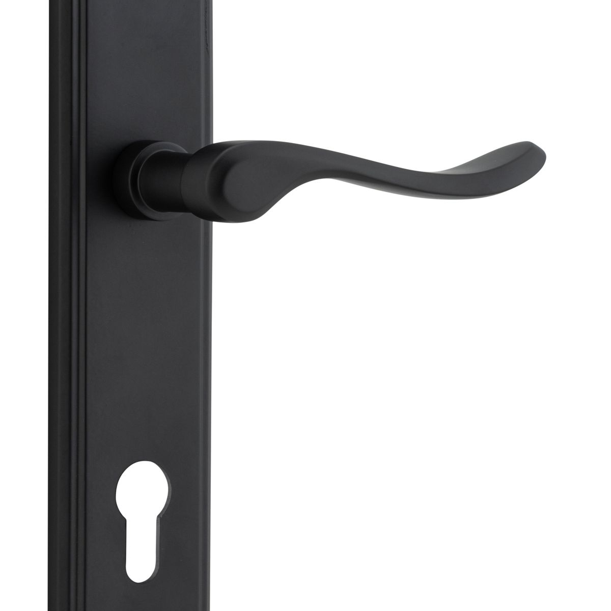 12926E85 - Stirling Lever - Stepped Backplate - Matt Black - Entrance