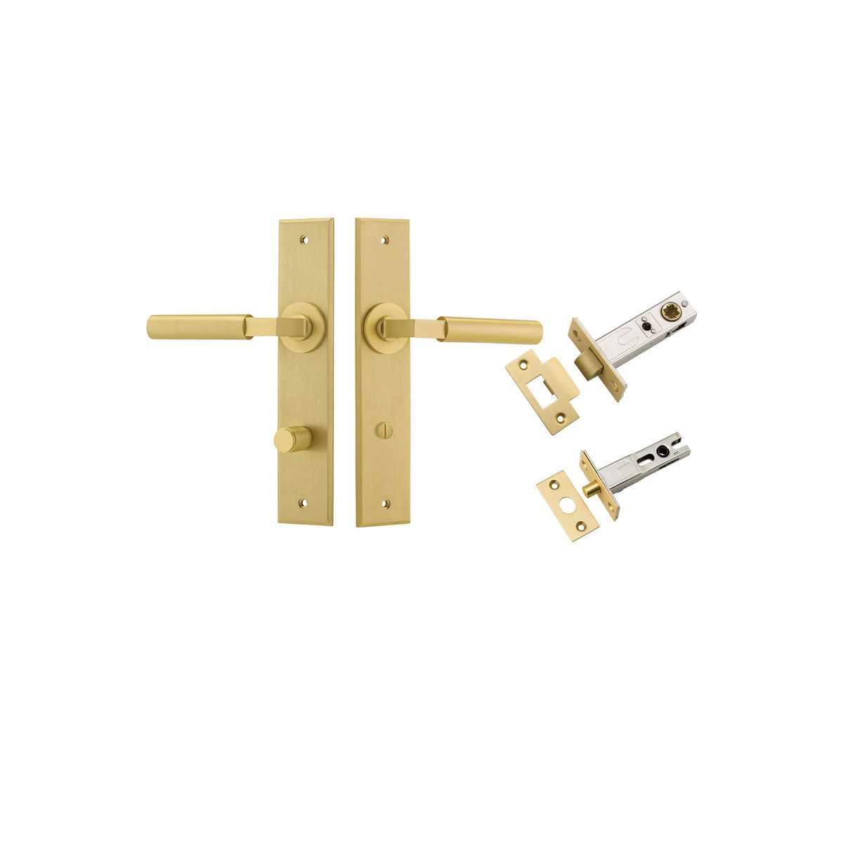 16394KPRIV60 - Berlin Lever - Chamfered Backplate Privacy Kit - Brushed Gold PVD - Privacy