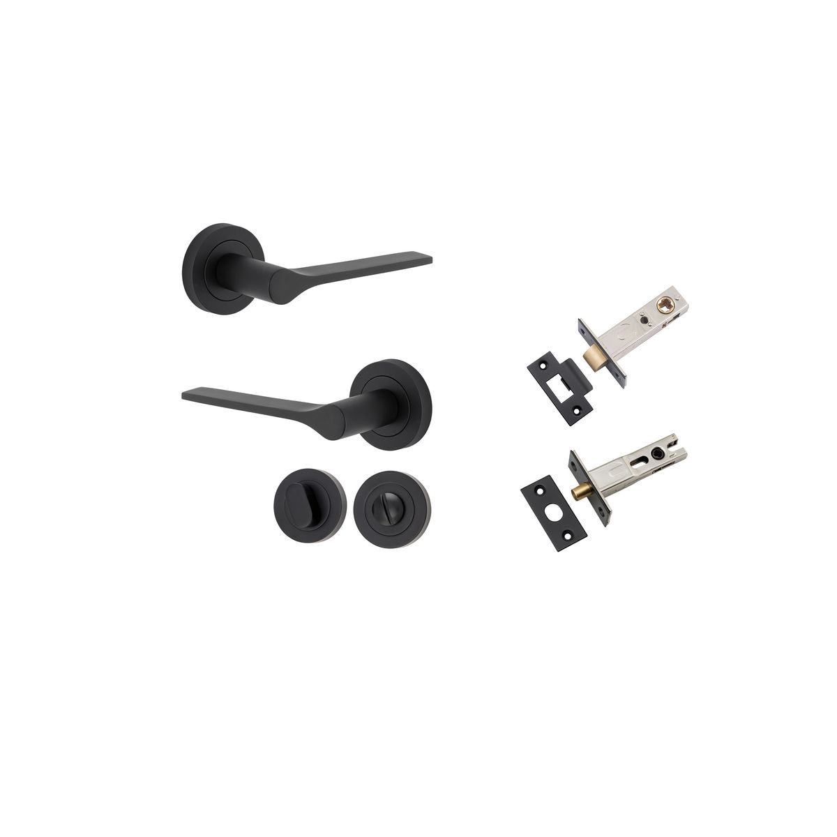 0363KPRIV60 - Como Lever - Round Rose Privacy Kit - Matt Black - Privacy