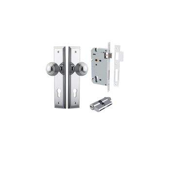 Guildford Knob - Stepped Backplate Entrance Kit with High Security Lock
