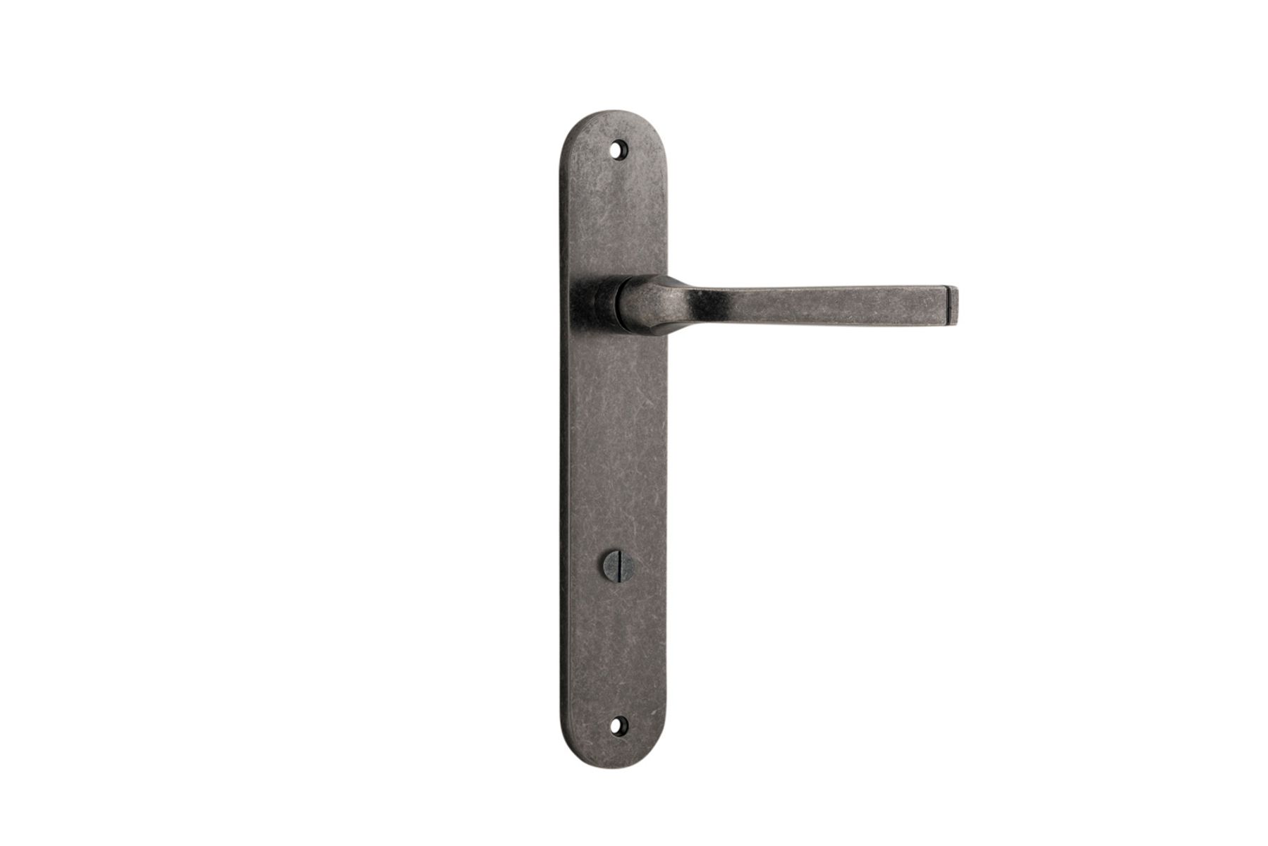 13732P85 - Annecy Lever - Oval Backplate - Distressed Nickel - Privacy