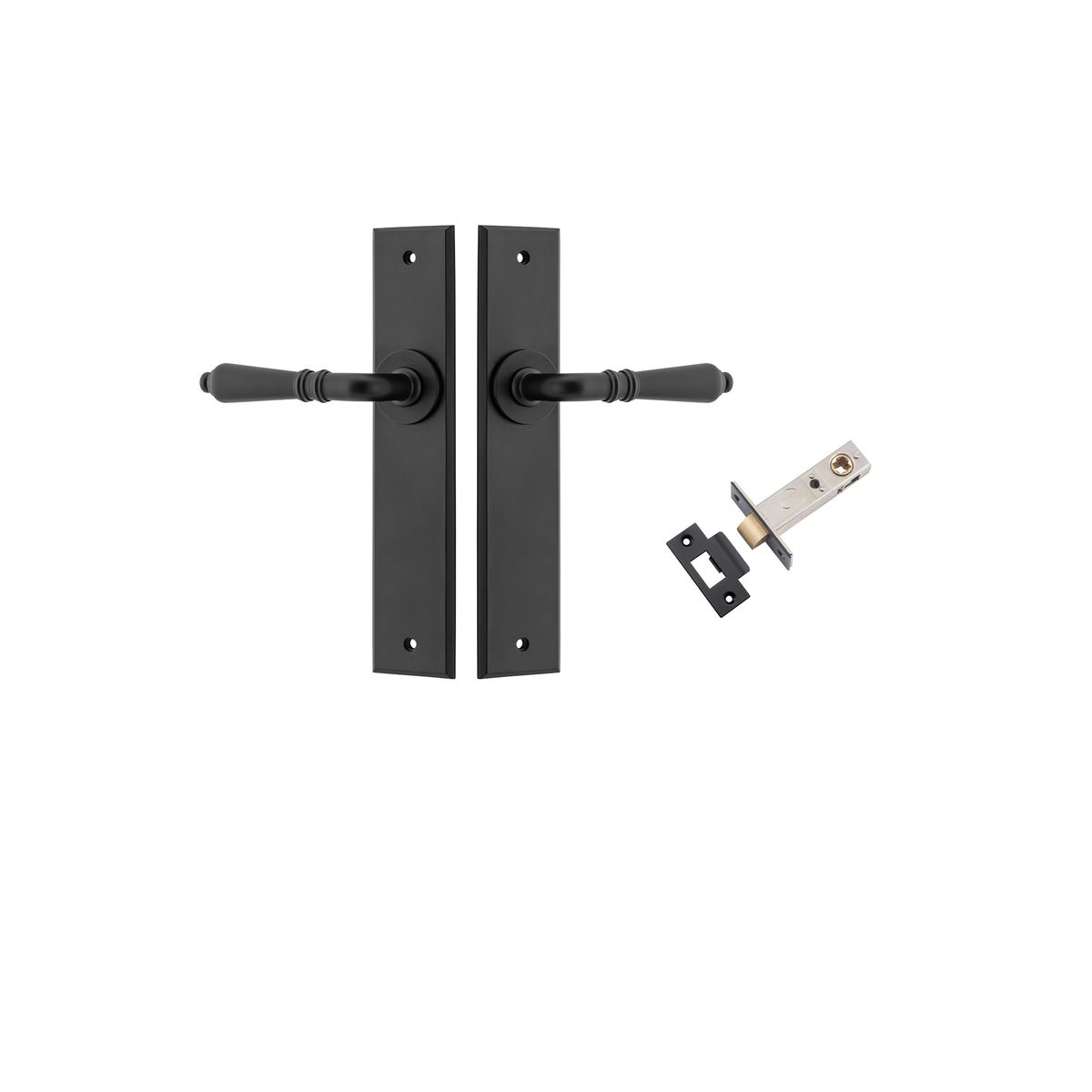 12780KPASS60 - Sarlat Lever - Chamfered Backplate Passage Kit - Matt Black - Passage