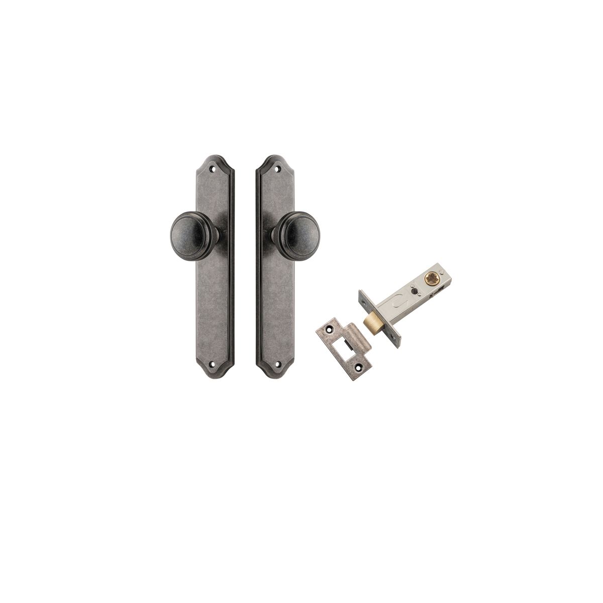13826KPASS60 - Paddington Knob - Shouldered Backplate Passage Kit - Distressed Nickel - Passage