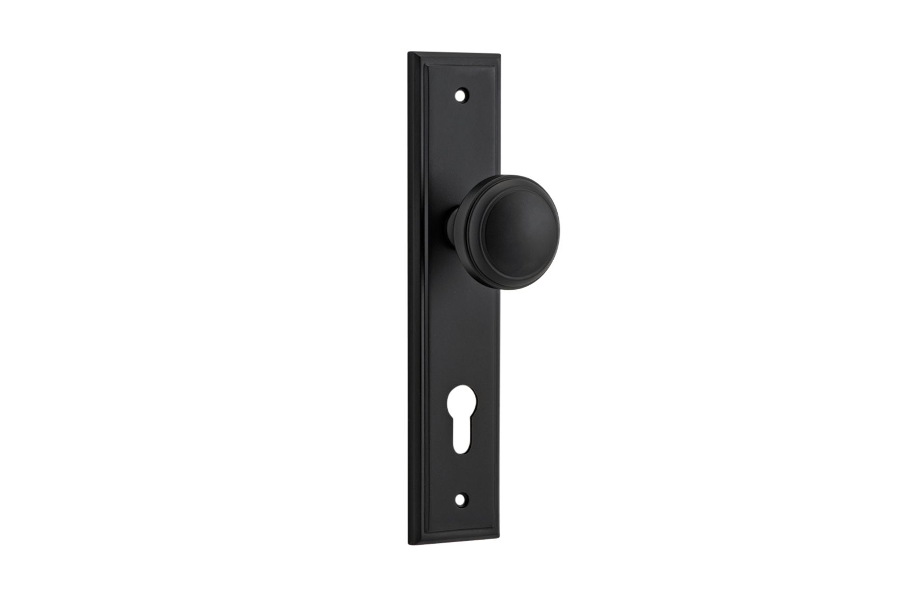 12838E85 - Paddington Knob - Stepped Backplate - Matt Black - Entrance