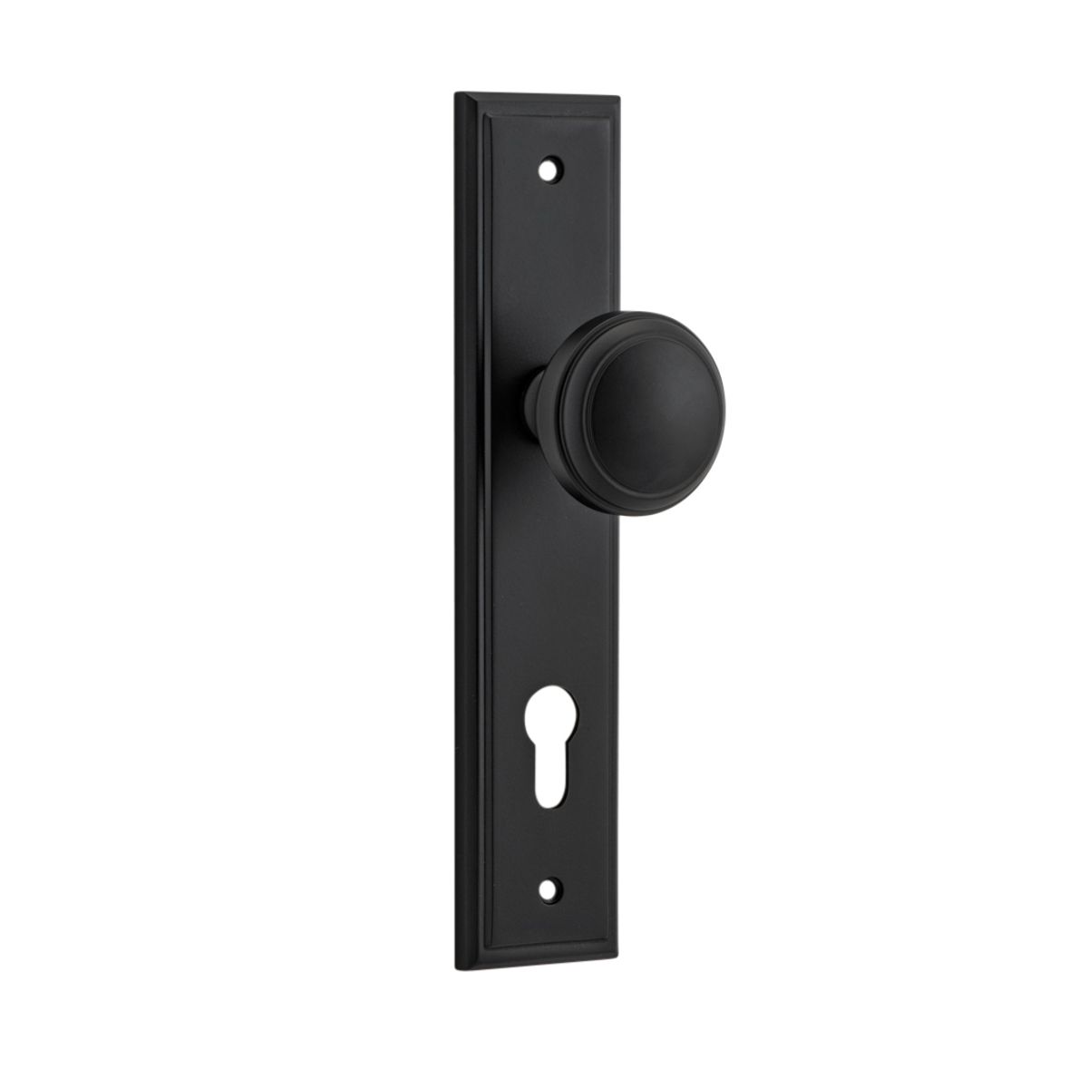 12838E85 - Paddington Knob - Stepped Backplate - Matt Black - Entrance