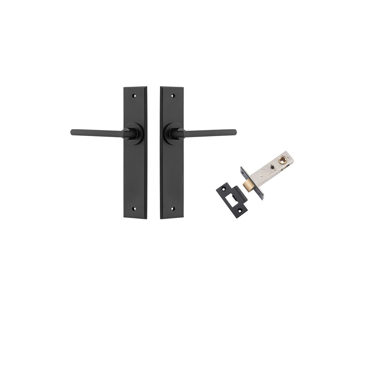 12782KPASS60 - Baltimore Lever - Chamfered Backplate Passage Kit - Matt Black - Passage