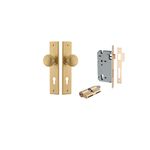 15446KENTR60KK - Cambridge Knob - Chamfered Backplate Entrance Kit with High Security Lock - Brushed Brass - Entrance