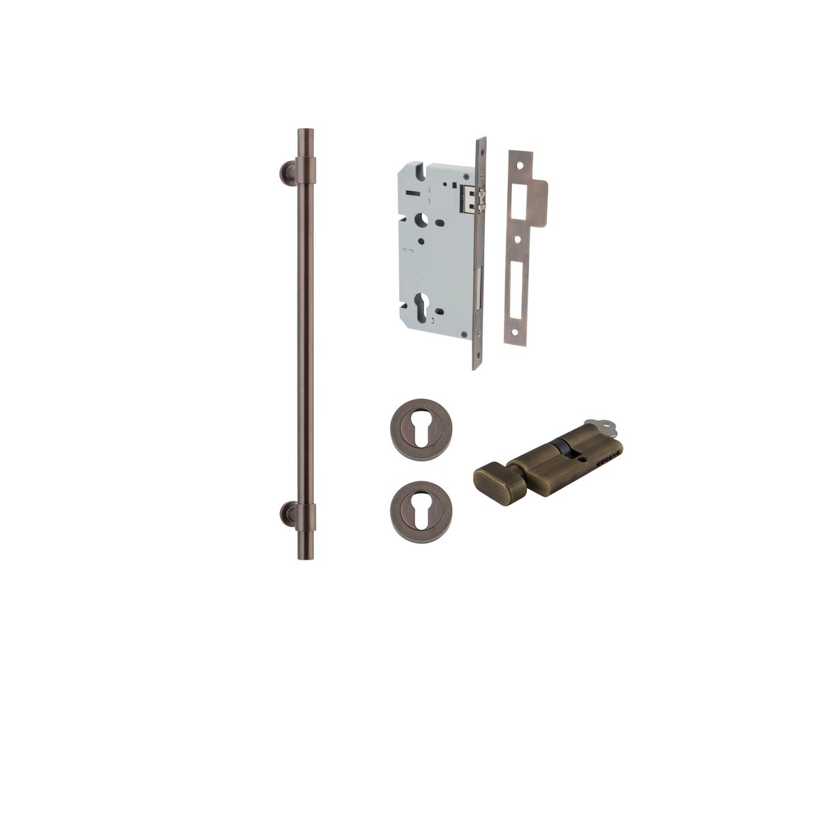 20702KENTR60KT - Helsinki Pull Handle - 450mm Entrance Kit with Separate High Security Lock - Signature Brass - Entrance