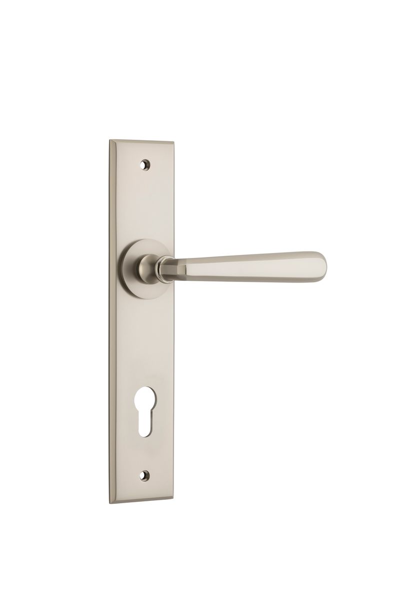 14880E85 - Copenhagen Lever - Chamfered Backplate - Satin Nickel - Entrance
