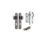13832KENTR60KT - Paddington Knob - Oval Backplate Entrance Kit with High Security Lock - Distressed Nickel - Entrance