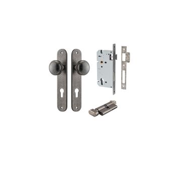 Paddington Knob - Oval Backplate Entrance Kit with High Security Lock