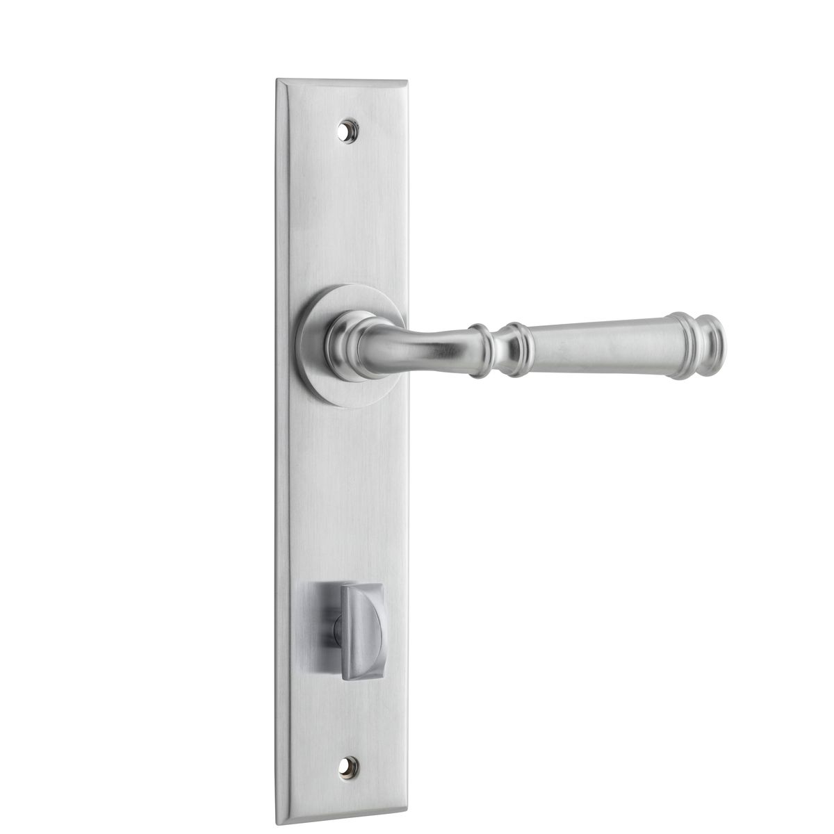 12286P85 - Verona Lever - Chamfered Backplate - Brushed Chrome - Privacy