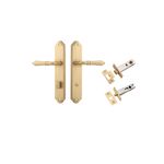 15212KPRIV60 - Sarlat Lever - Shouldered Backplate Privacy Kit with Privacy Turn - Brushed Brass - Privacy