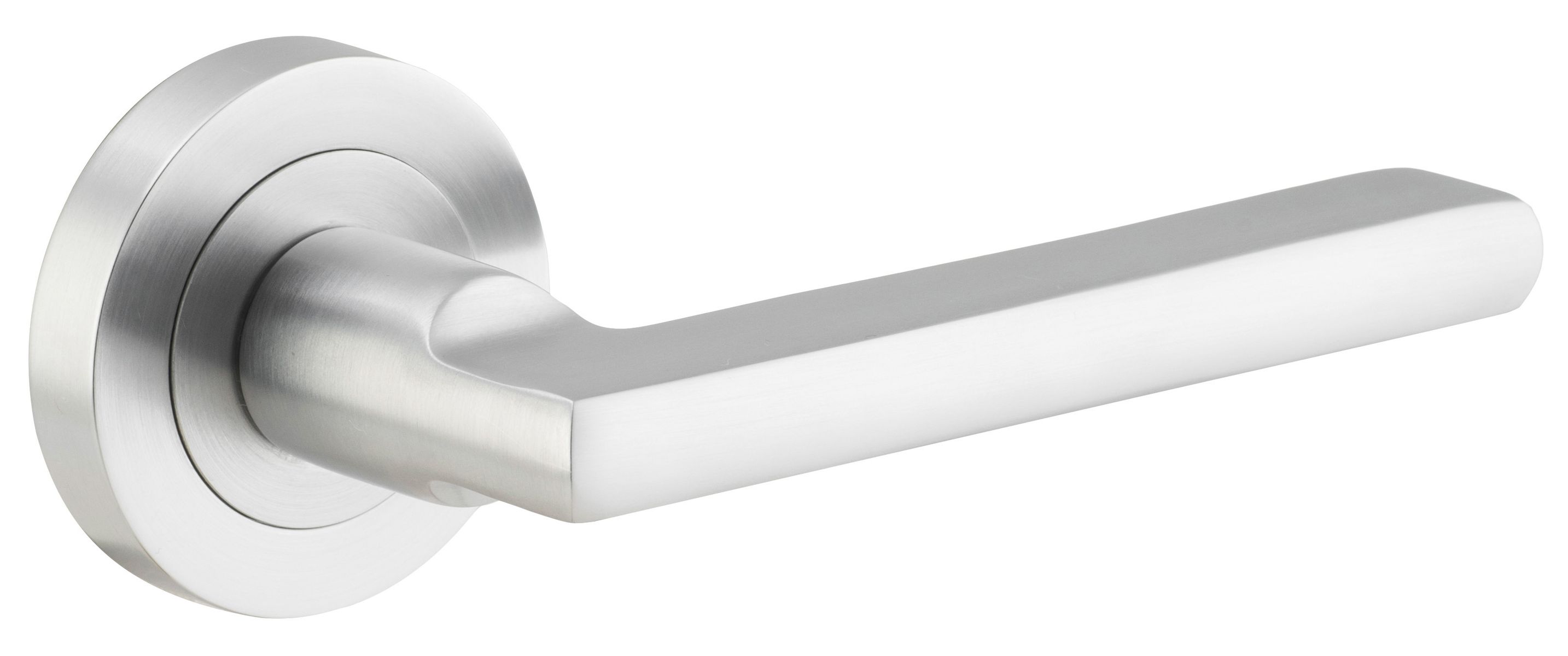 9215 - Baltimore Lever - Round Rose - Brushed Chrome - Passage