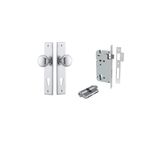 12446KENTR60KK - Cambridge Knob - Chamfered Backplate Entrance Kit with High Security Lock - Brushed Chrome - Entrance